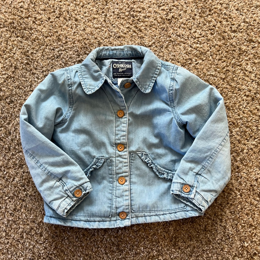 Oshkosh B’gosh Denim Peacoat Lined Double Breasted Girls Size 4T
